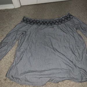 Off the Shoulder Striped Tee